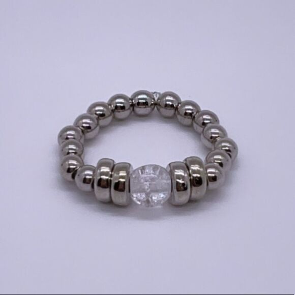 Wool + Pepper Co. Silver Crystal Stackable Ring - Picture 2 of 5